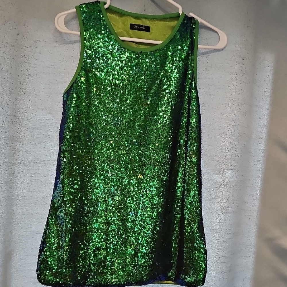 Green Sequin Tank‎ Top